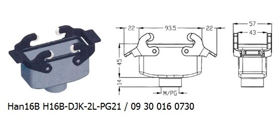 Han 16B H16B-DJK-2L-PG21 09 30 016 0730 Hood Cable to cable with levers OUKERUI Harting ILME Heavy duty connector.jpg